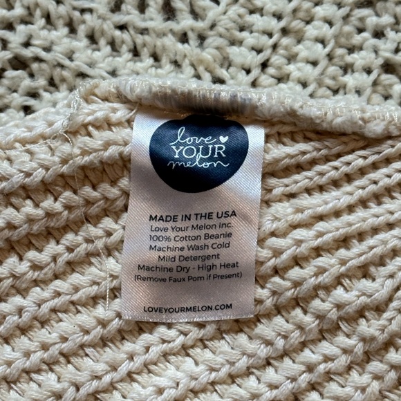 Love Your Melon Two Pack Tan Knit Beanie & White Knit Beanie Thick Crochet - Picture 7 of 8